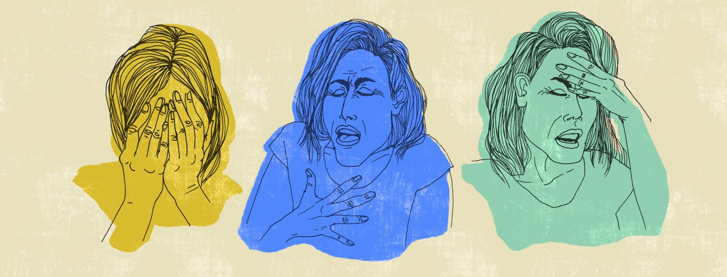 a woman has anxiety gasping for breath as she struggles with myasthenia gravis breathing problems