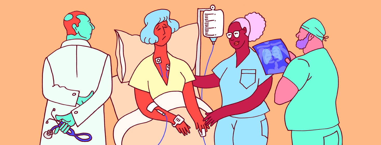 a woman with myasthenia gravis in emergency room