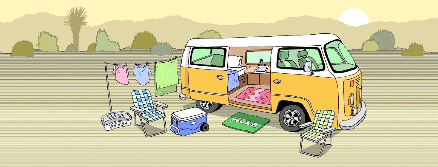 a charming mobile van exemplifies minimalism and myasthenia gravis