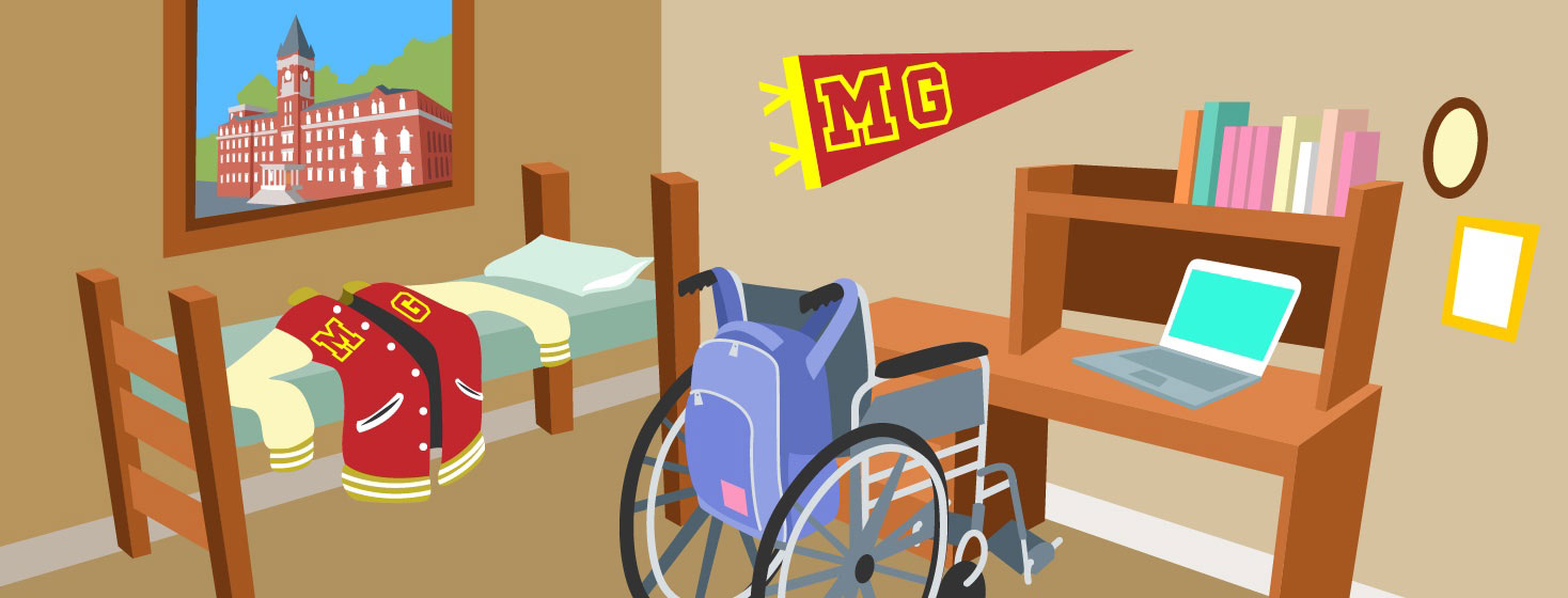 dorm room for a young adult with myasthenia gravis